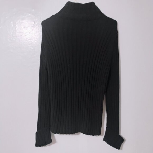 Valerie Stevens Sport Black Ribbed Zip Front Sweater Jacket Size M - Picture 5 of 5